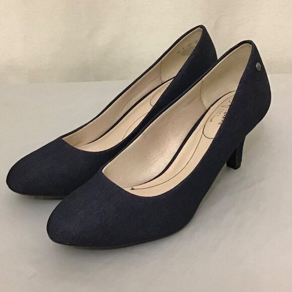 Life Stride 11W Parigi Blue Denim Heels Women’s Pumps Comfort Shoes Wide Width - Picture 11 of 11